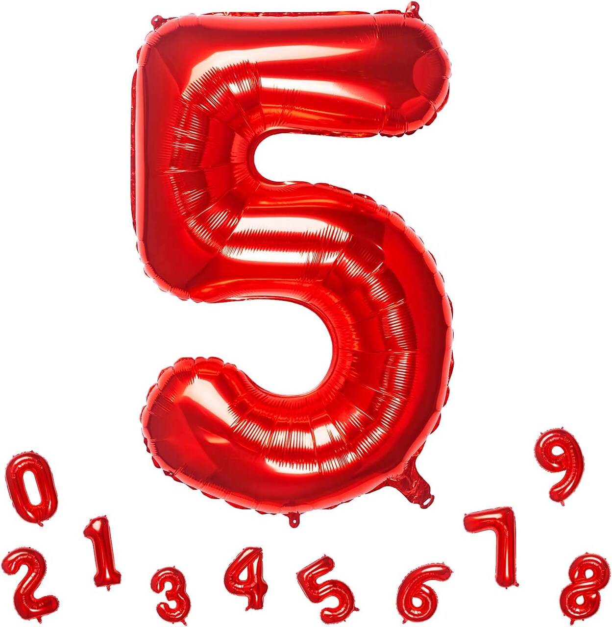 32 Inch Red Number 5 Balloons Foil Ballon Digital Birthday Party Decoration Supplies (Red Number 5 Balloon)